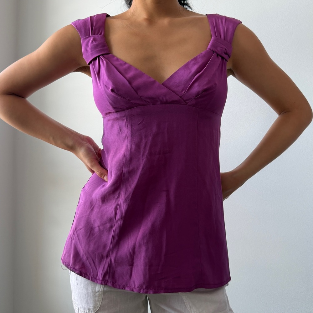 Nanette Lepore Silk Magenta Sleeveless Blouse - X-Small